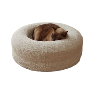Solid Color Round Pet Bed For Indoor Comfort